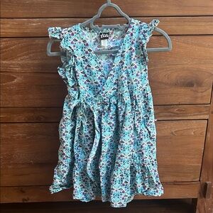 Tea Collection Turquoise and Pink Patterned Kids Dress
